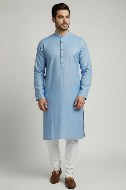 Veshbhoshaa Mens's Blue Kurta Pajama Set