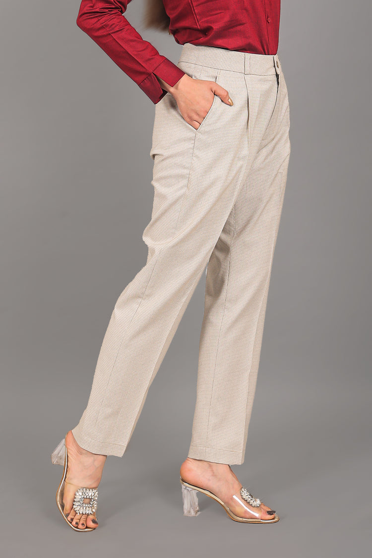 BLUEBIRD WOMEN'S BROWN CHECKS TROUSER