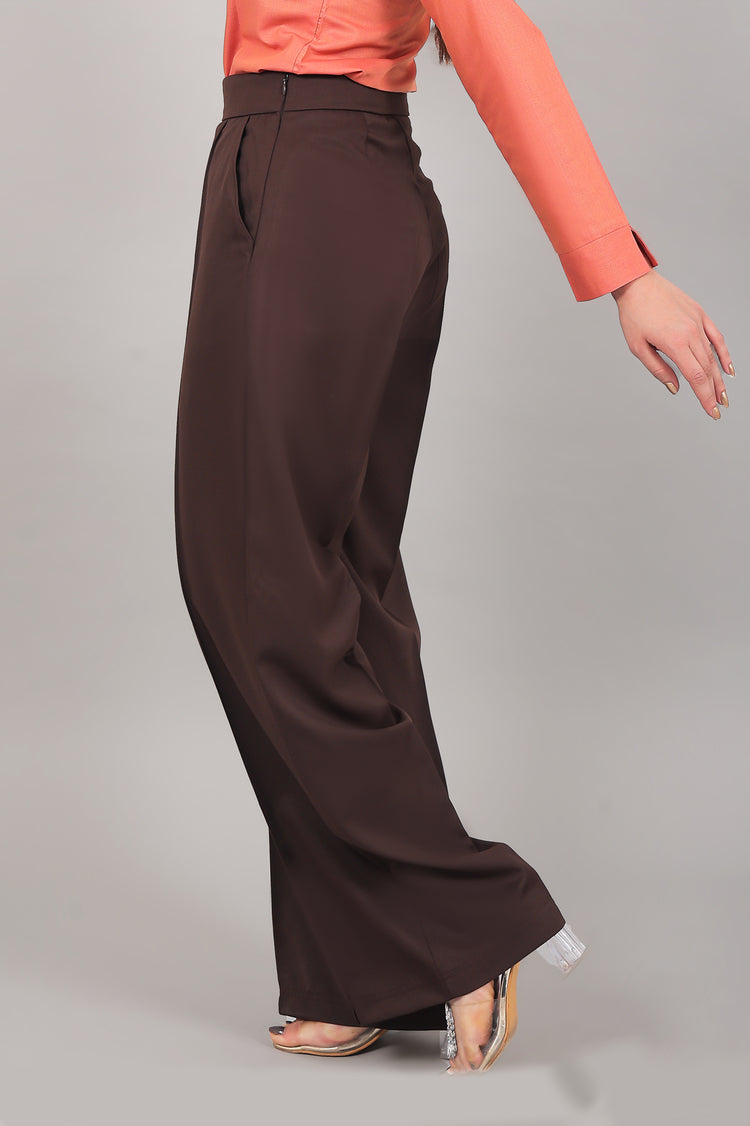 Bluebird Women Brown Bell Bottom Trouser - Veshbhoshaa
