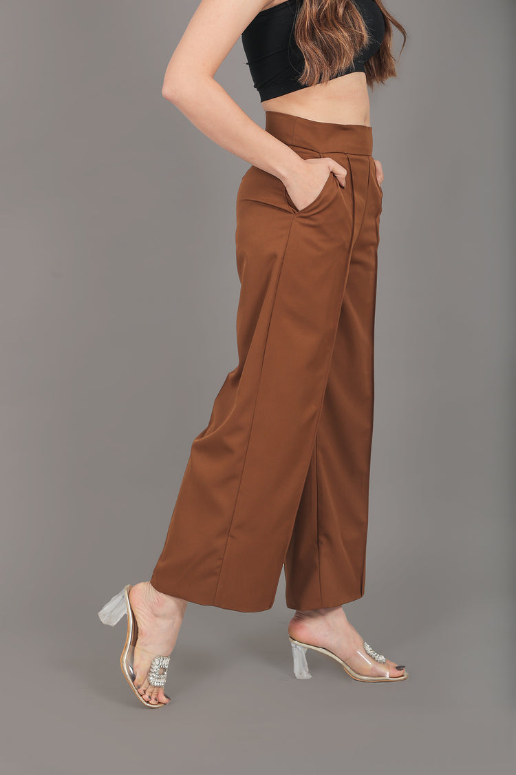 BLUEBIRD WOMEN'S CARAMEL SHORT BELL BOTTOM TROUSER