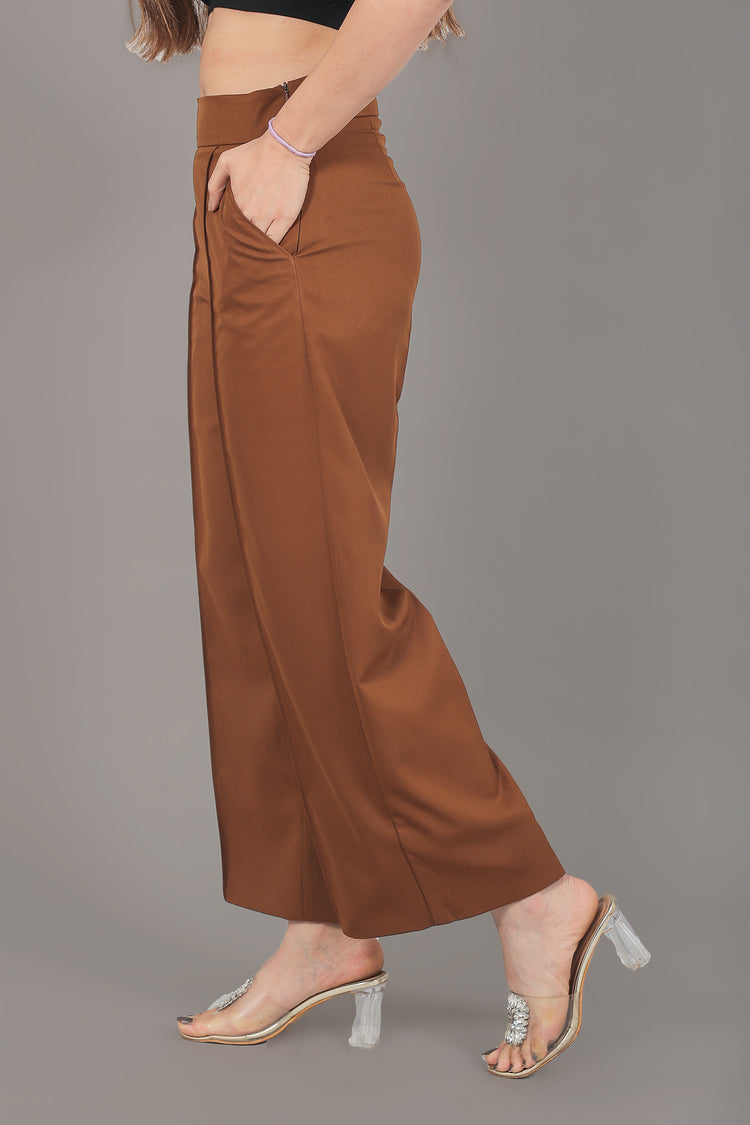 BLUEBIRD WOMEN'S CARAMEL SHORT BELL BOTTOM TROUSER