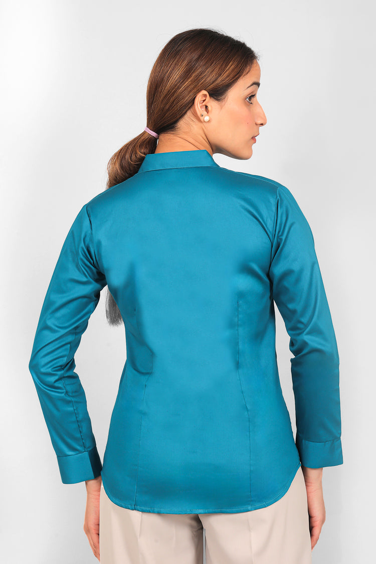 BLUEBIRD WOMEN'S BLUE SATIN SHIRT