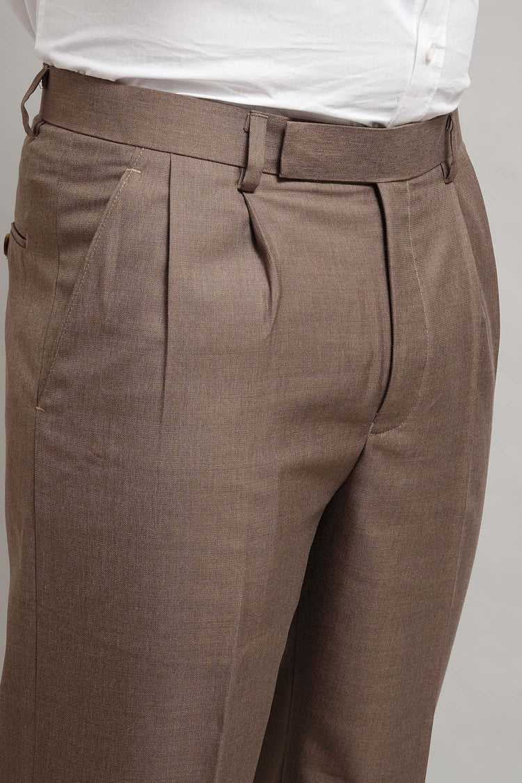 Premium Classic Taupe Pleated Trouser