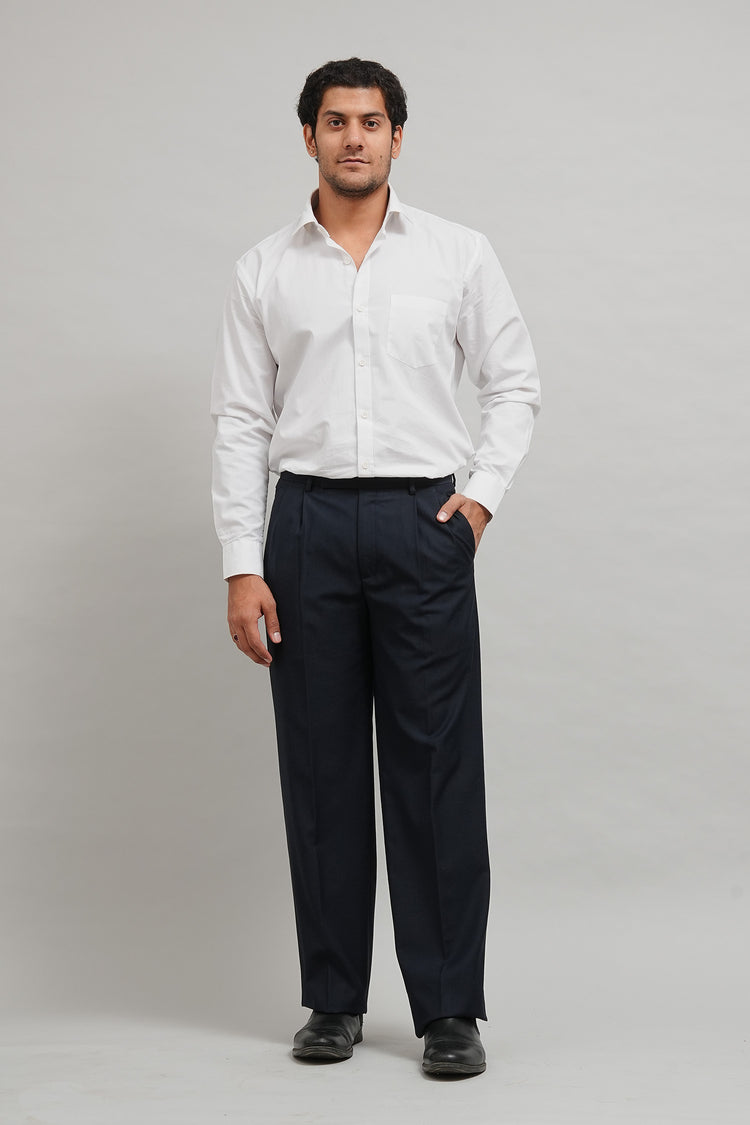 Midnight Blue Classic Pleated Trouser