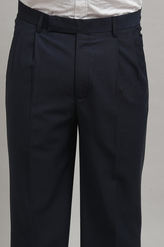 Midnight Blue Classic Pleated Trouser