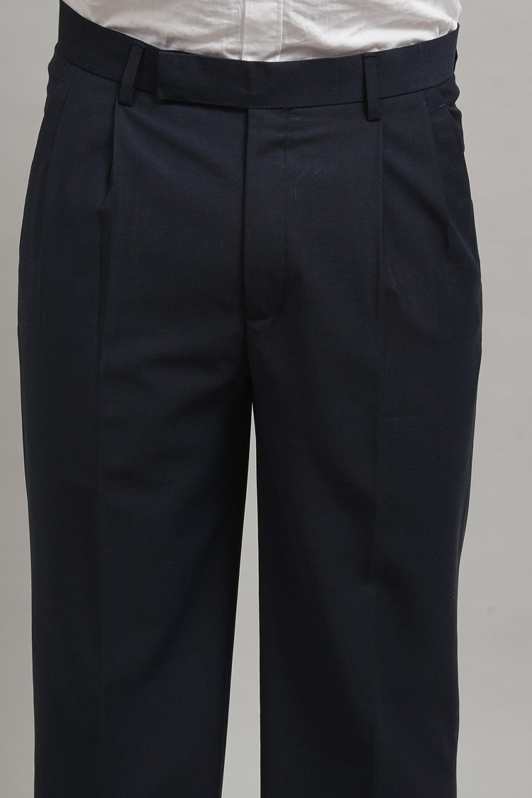 Midnight Blue Classic Pleated Trouser