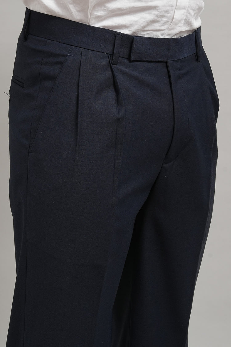 Midnight Blue Classic Pleated Trouser