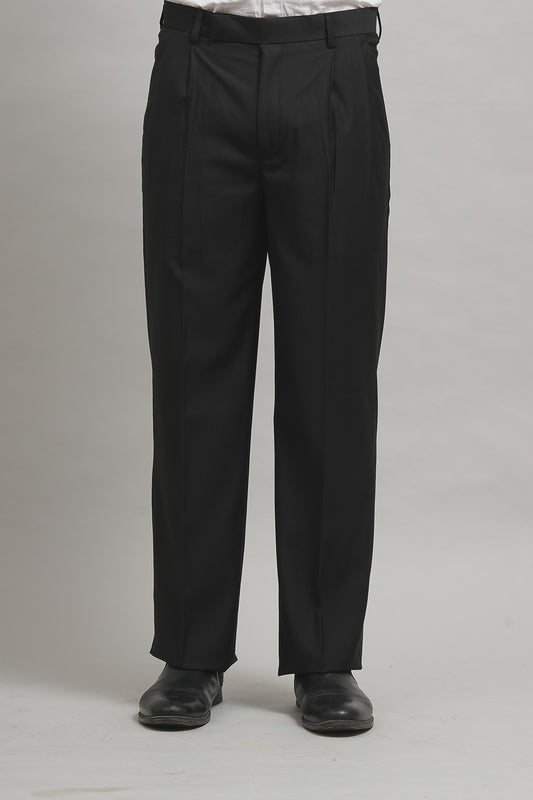 Onyx Black Classic Pleated Formal Trouser