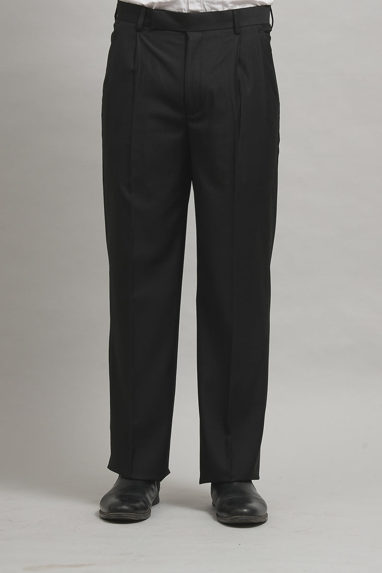Onyx Black Classic Pleated Formal Trouser