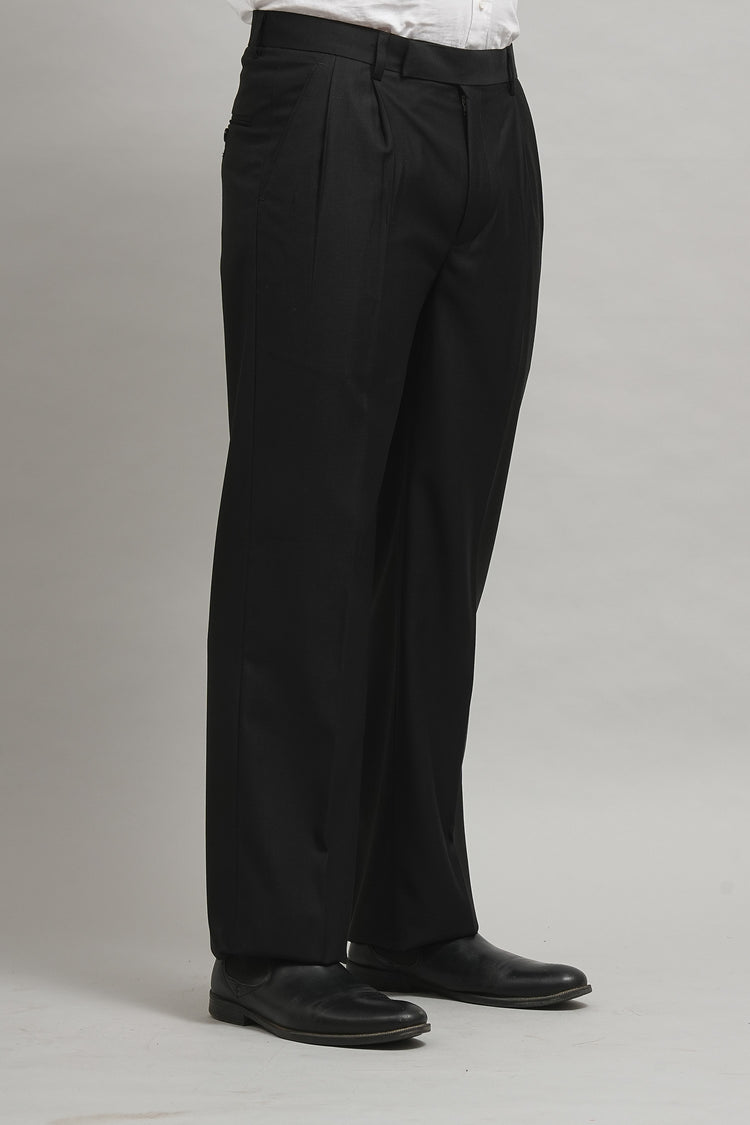 Onyx Black Classic Pleated Formal Trouser