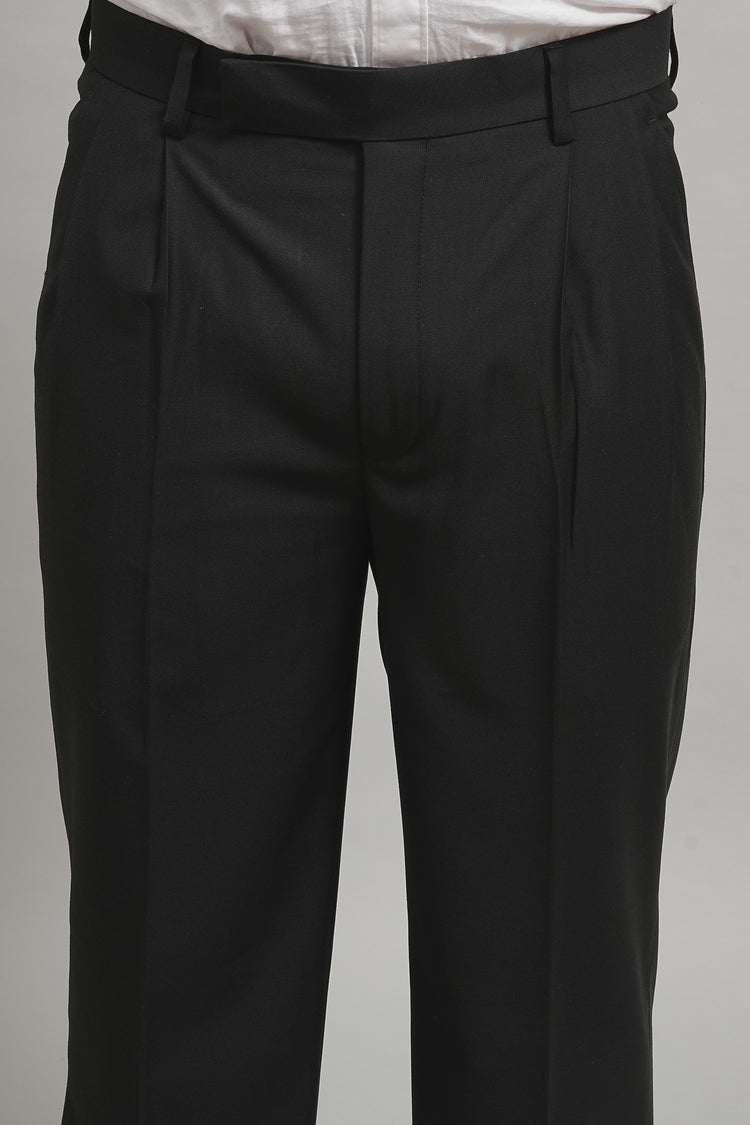 Onyx Black Classic Pleated Formal Trouser