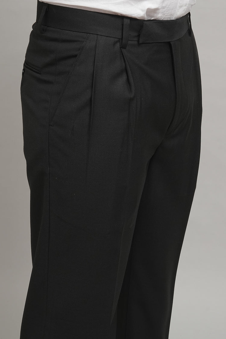 Onyx Black Classic Pleated Formal Trouser