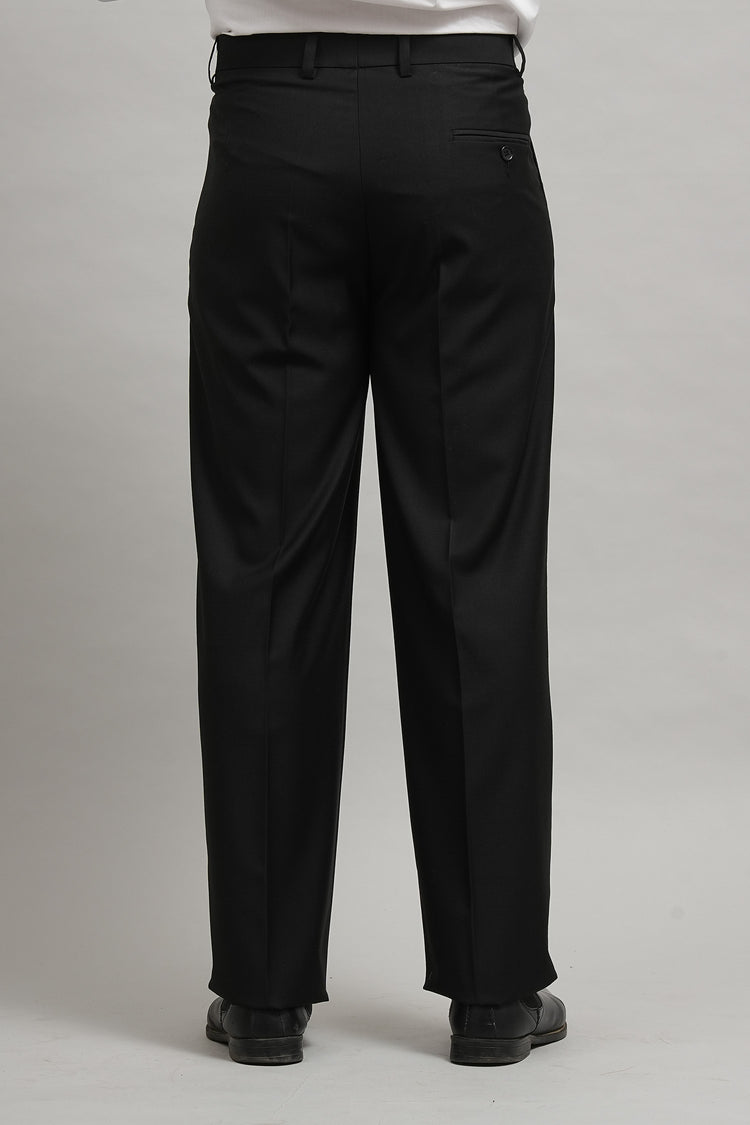 Onyx Black Classic Pleated Formal Trouser