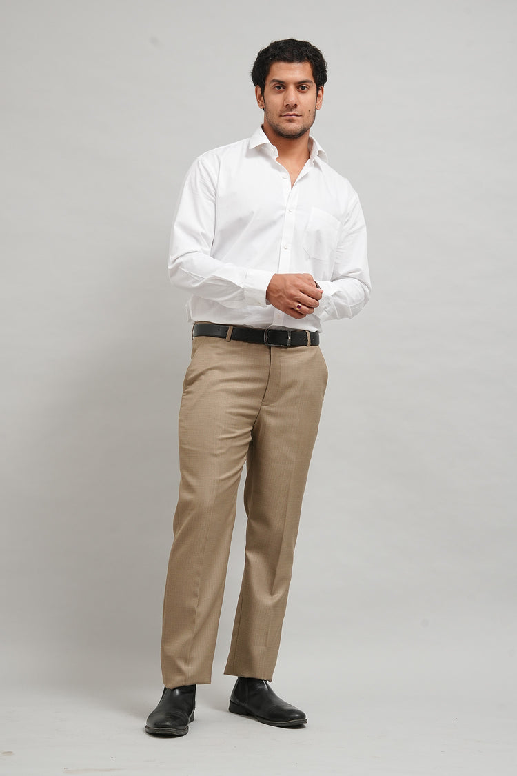 Bluebird Men's Camel Brown Jute Trouser