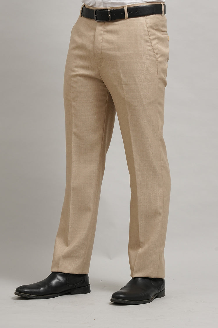 Bluebird Men's Jute Beige Textured Trouser