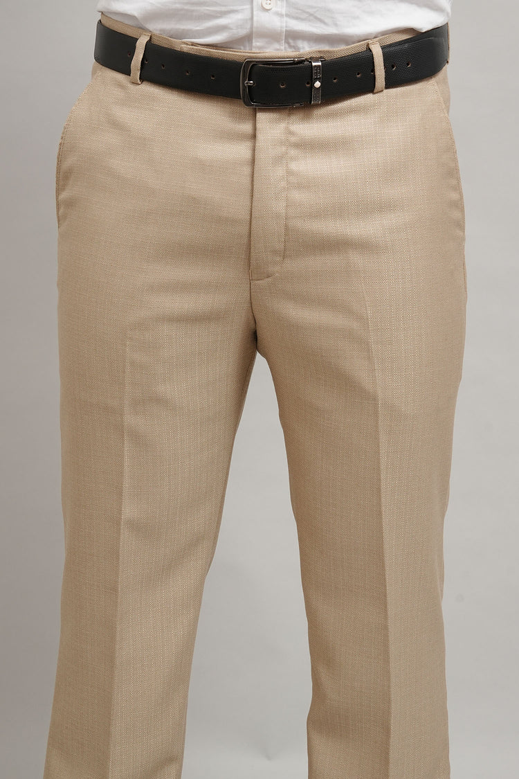 Bluebird Men's Jute Beige Textured Trouser