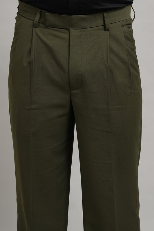 Premium Olive Green Pleated Trousers