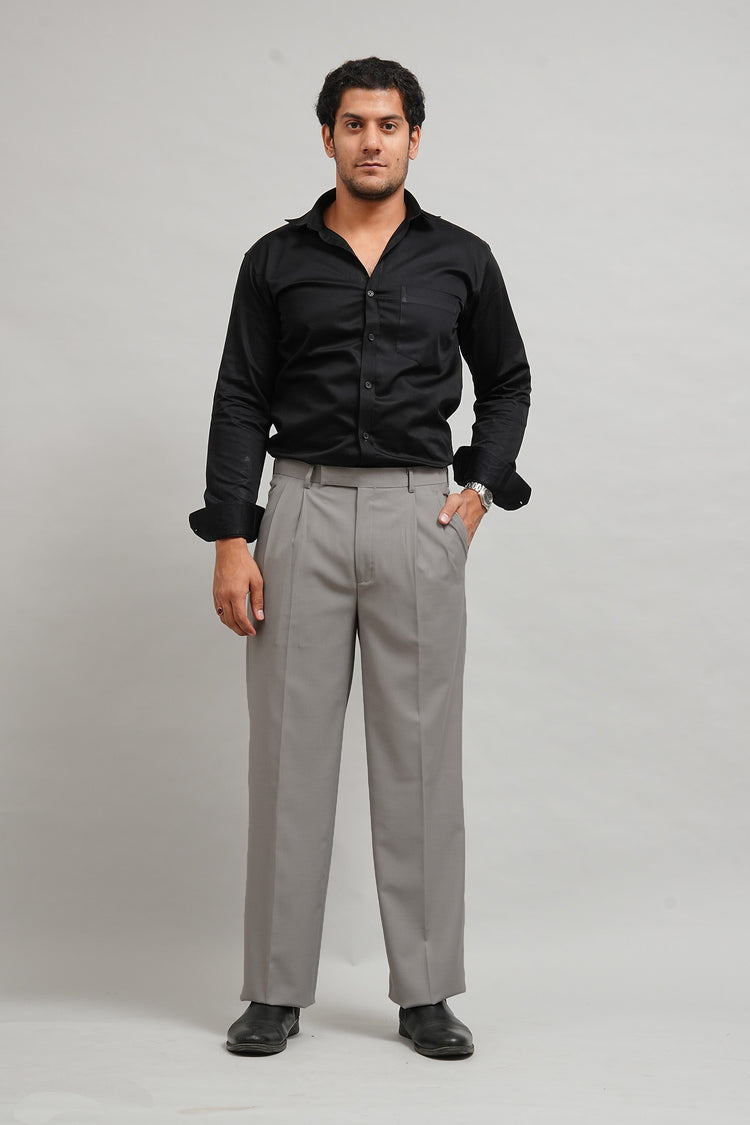 Premium Frost Grey Pleated Trousers