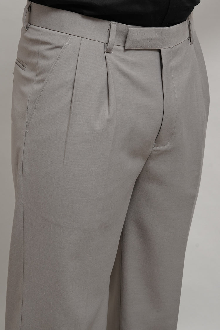 Premium Frost Grey Pleated Trousers