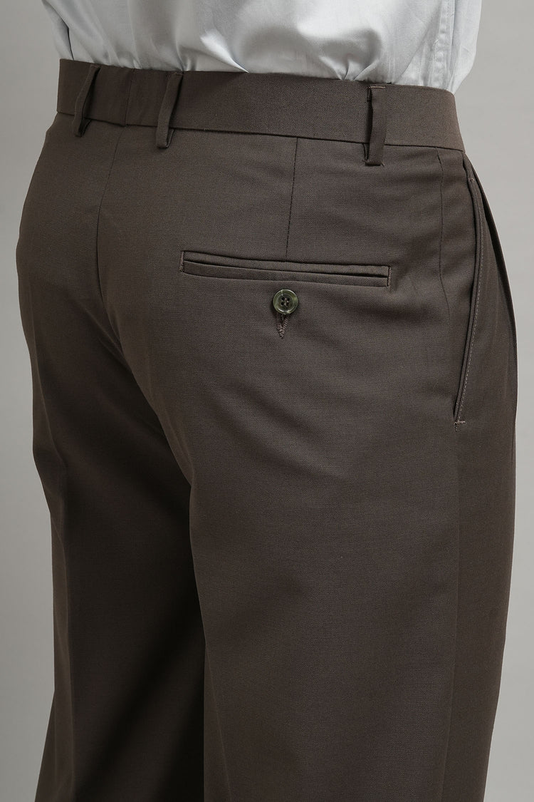 Mocha Brown Classic Pleated Formal Trouser