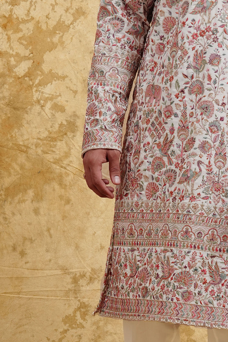 Cream Elephant Embroidered Kurta Set – Subtle Heritage Luxury