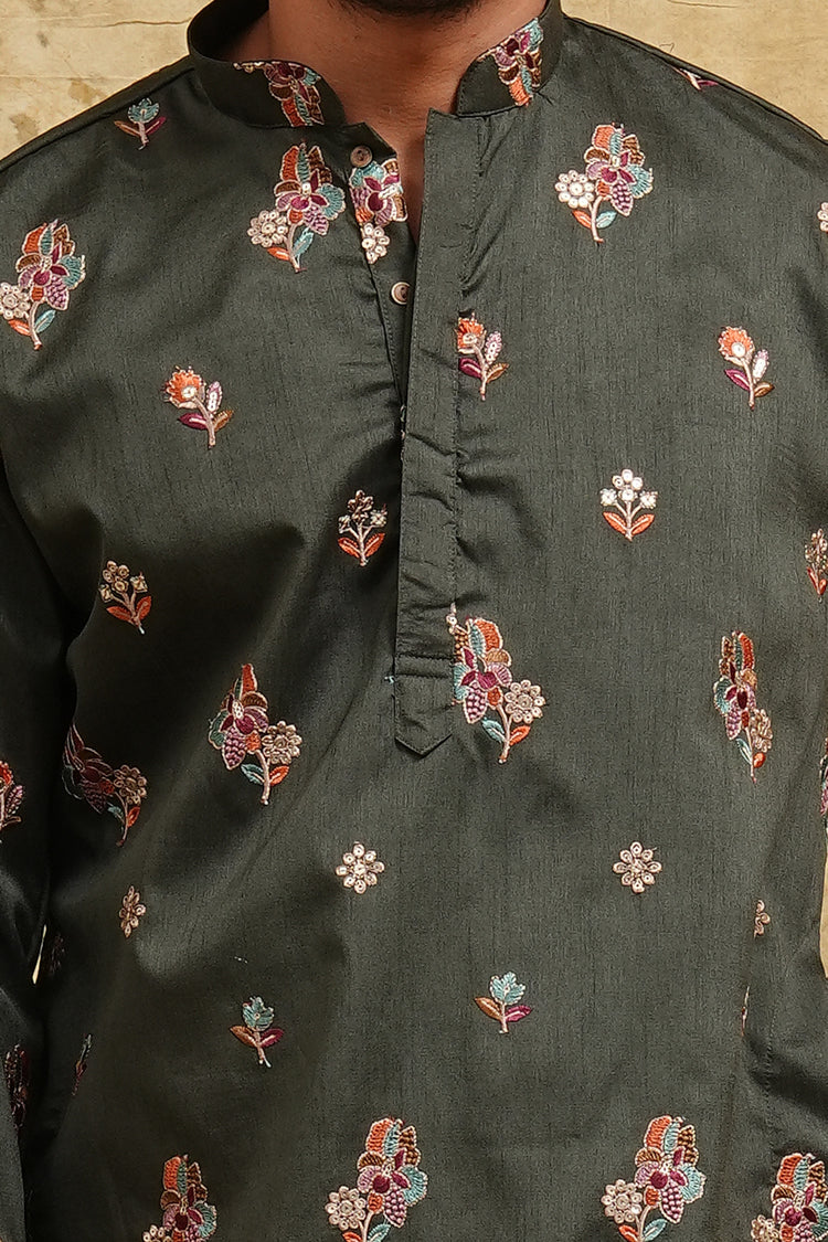 Deep Emerald Jaipuri Silk Blend Kurta Set – Wedding Edition