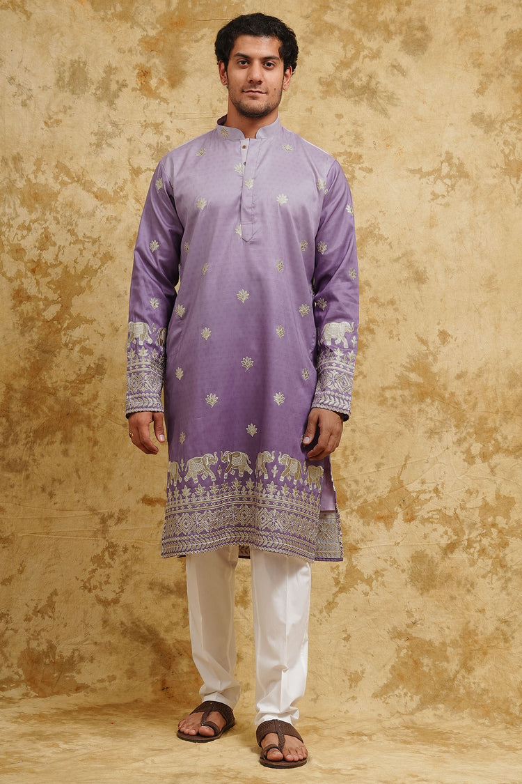 Purple Ombre Embroidered Kurta Set