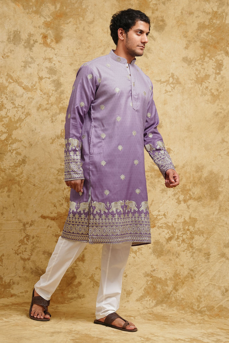 Purple Ombre Embroidered Kurta Set