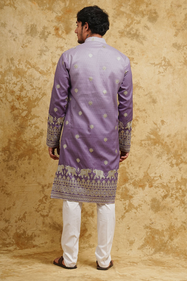 Purple Ombre Embroidered Kurta Set