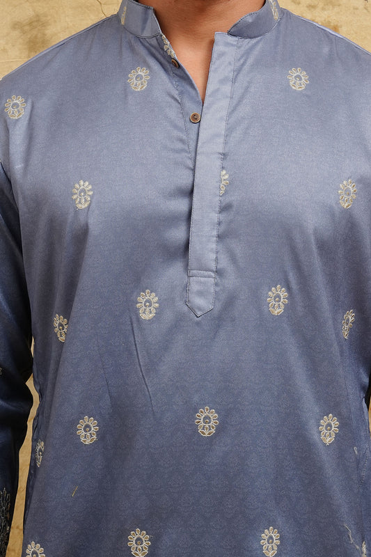 Blue Ombre Embroidered Kurta Set