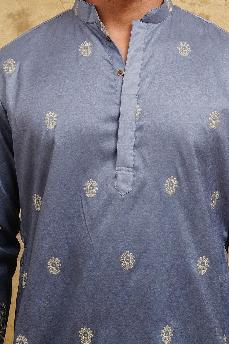Blue Ombre Embroidered Kurta Set