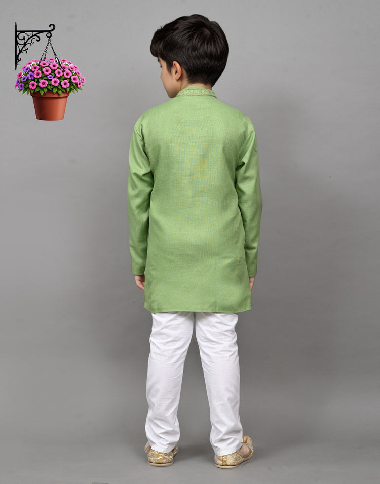 Light Green Embroidered Kurta Set – Fresh & Charming for Your Little One