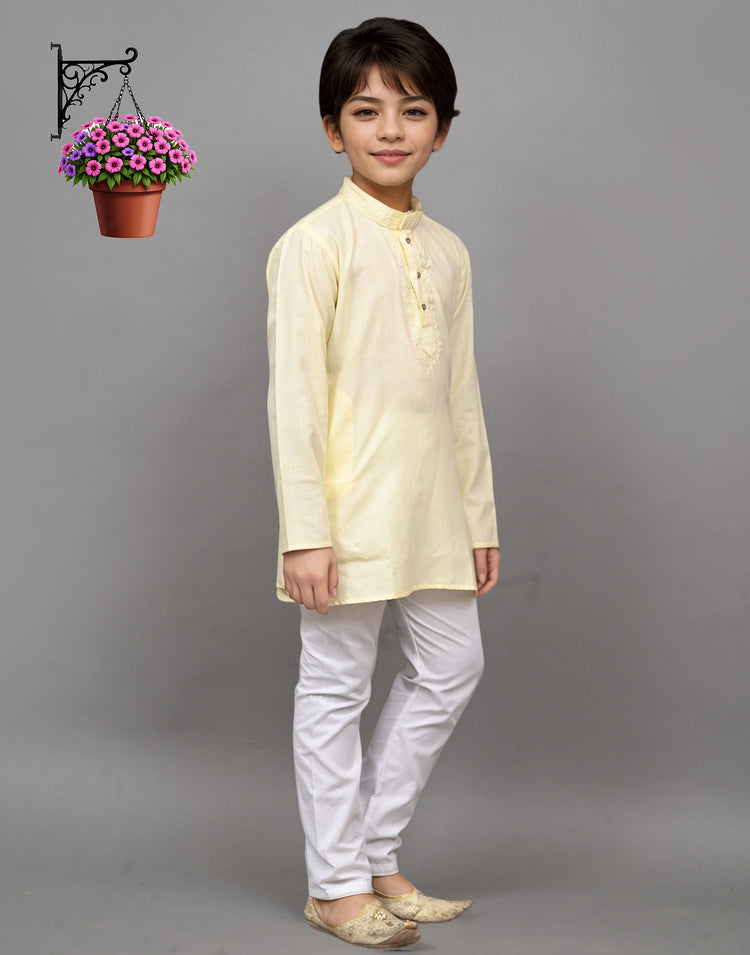Cream Embroidered Kurta Set – Elegant & Classic for Your Little One