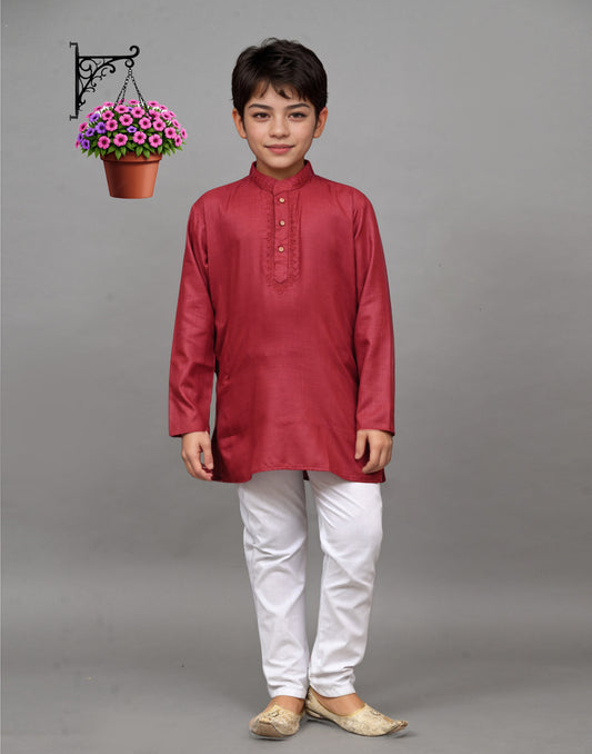 Maroon Embroidered Kurta Set – Regal & Stylish for Your Little One