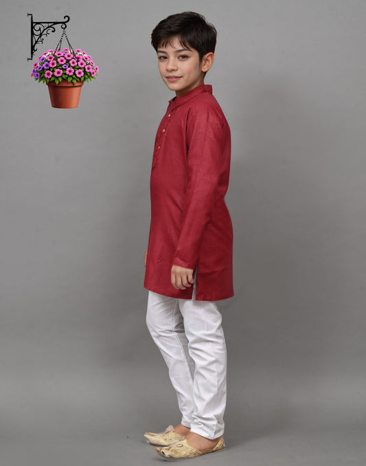 Maroon Embroidered Kurta Set – Regal & Stylish for Your Little One