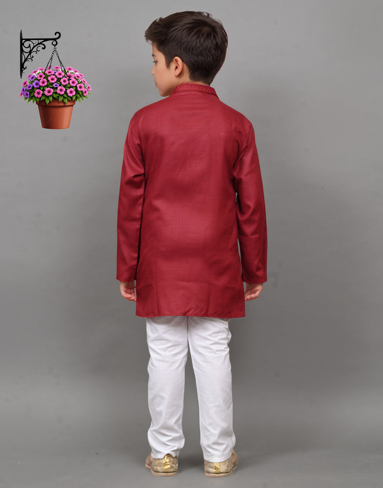 Maroon Embroidered Kurta Set – Regal & Stylish for Your Little One