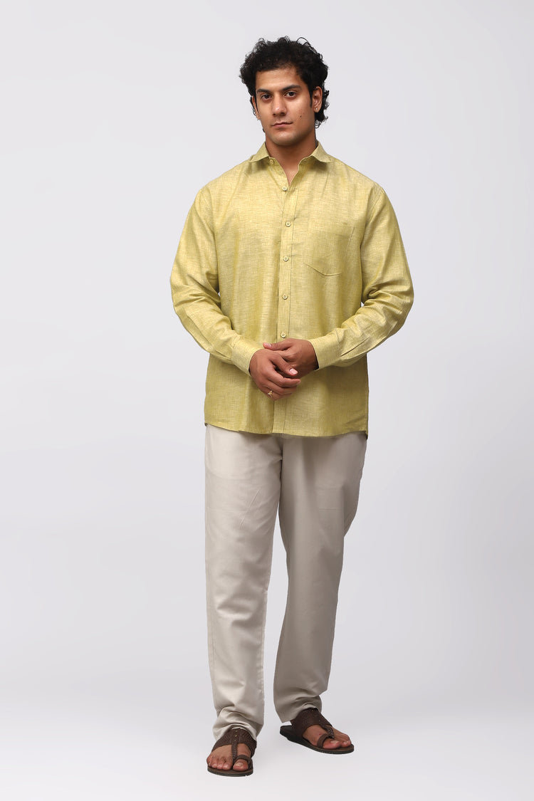 Bluebird Men's 100% Lemon Linen Shirt