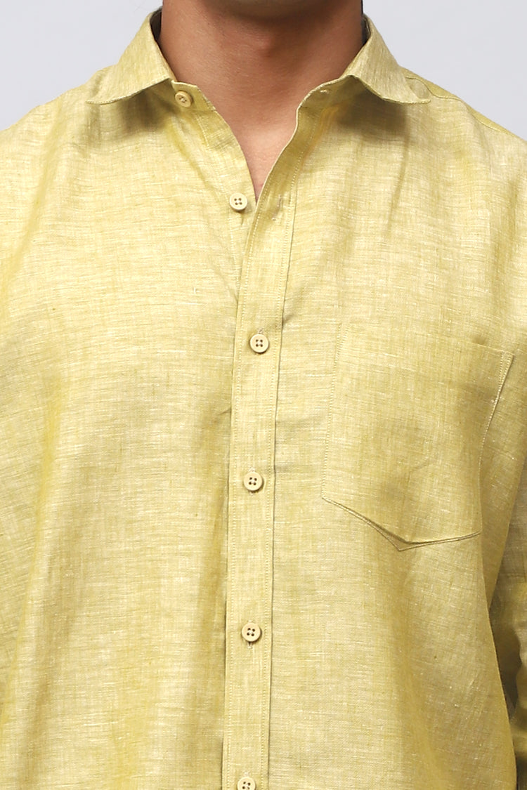 Bluebird Men's 100% Lemon Linen Shirt