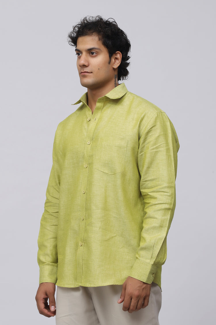 Bluebird Men's 100% Green Linen Shirt
