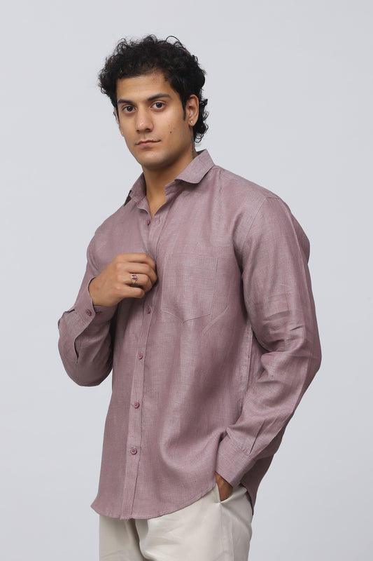 Bluebird Men's 100% Purple Linen Shirt