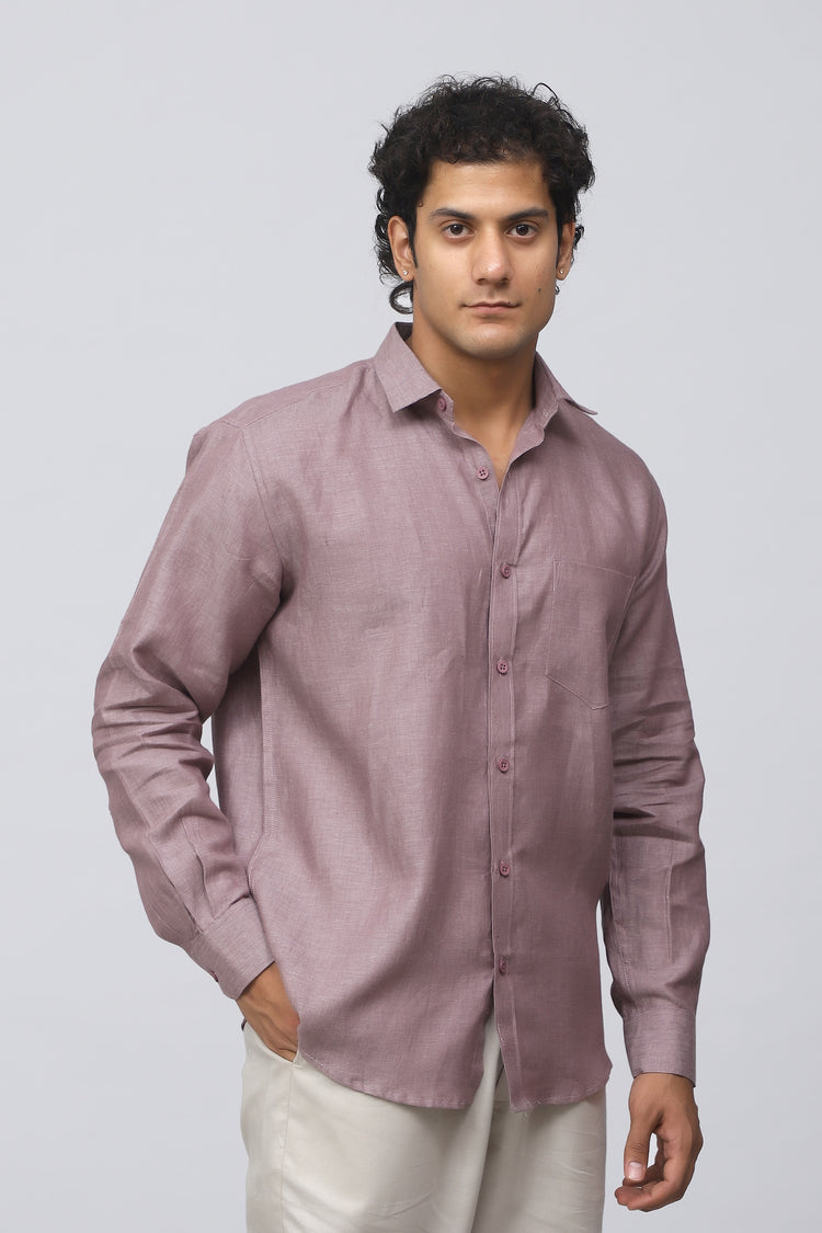 Bluebird Men's 100% Purple Linen Shirt