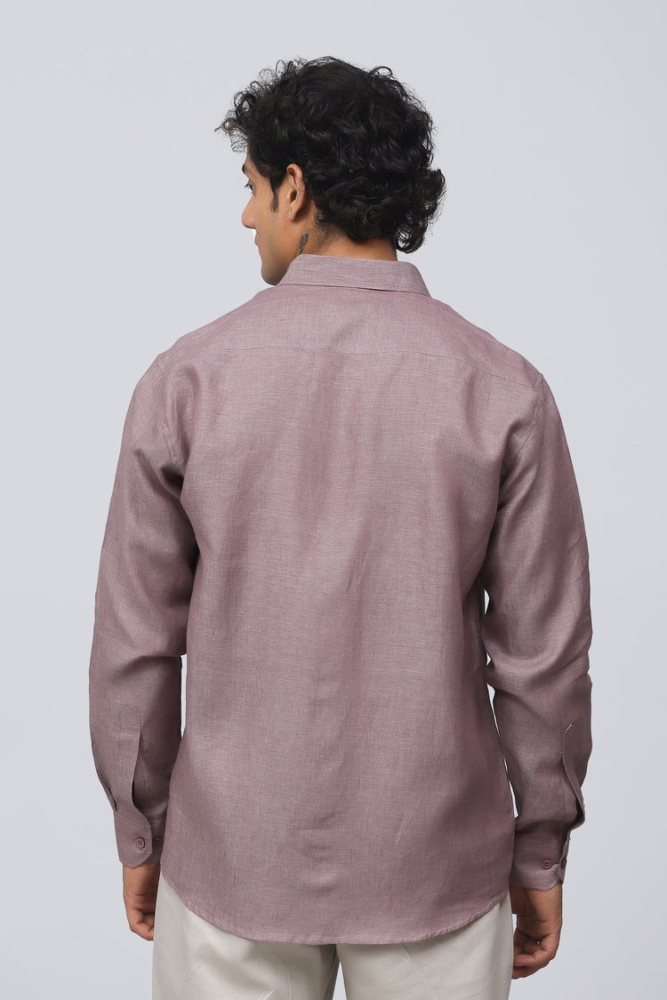 Bluebird Men's 100% Purple Linen Shirt