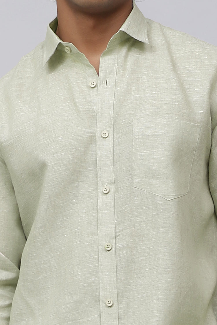 Bluebird Men's 100% Olive Linen Shirt