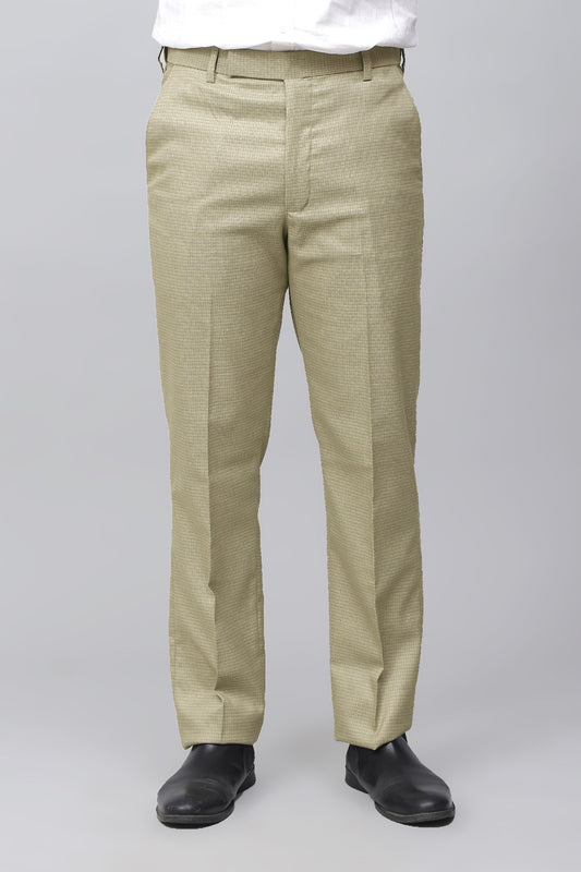 Bluebird Men's Elegant Cream Stretch Band Trousers