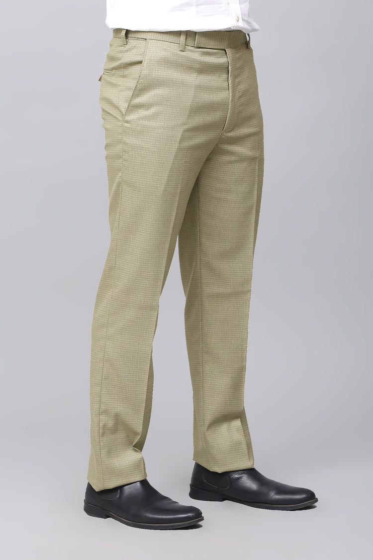 Bluebird Men's Elegant Cream Stretch Band Trousers