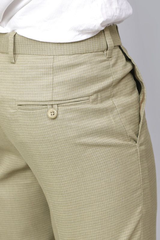 Bluebird Men's Elegant Cream Stretch Band Trousers