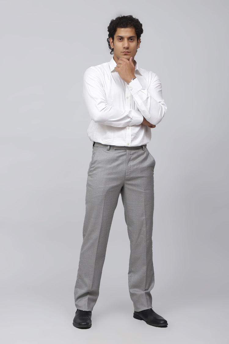 Bluebird Men's Sleek Light Grey Stretch Band Trousers