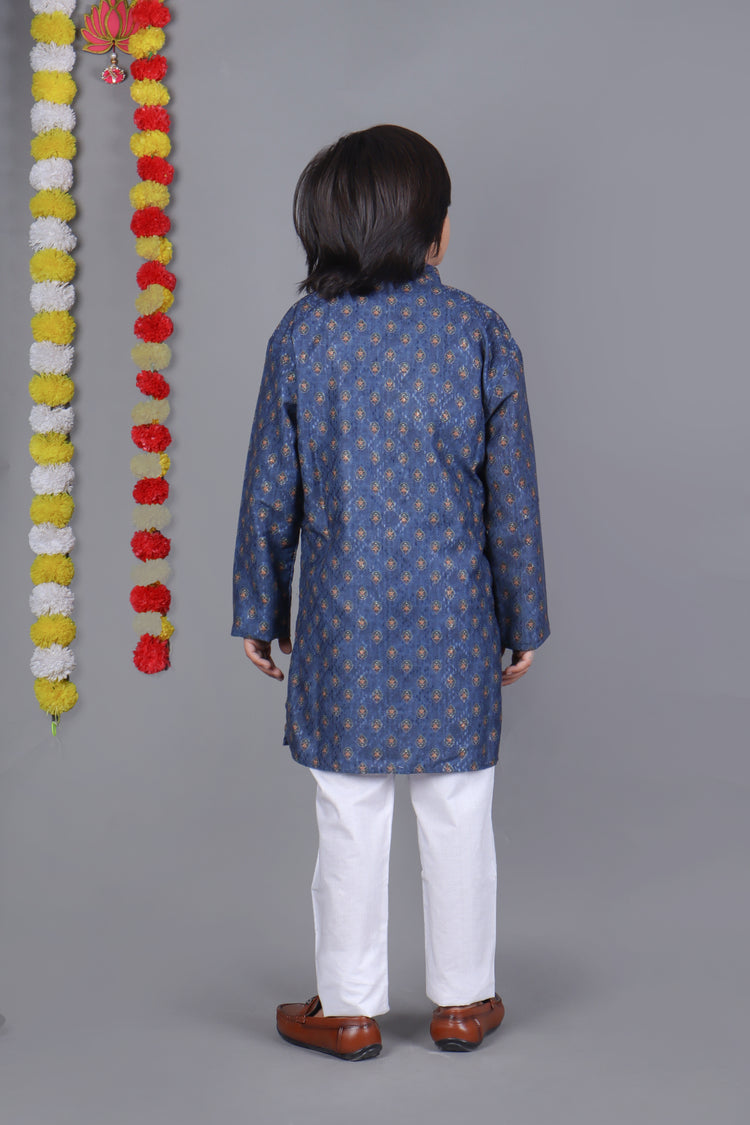 Blue Printed Kurta Set – Elegant & Classic for Your Little One