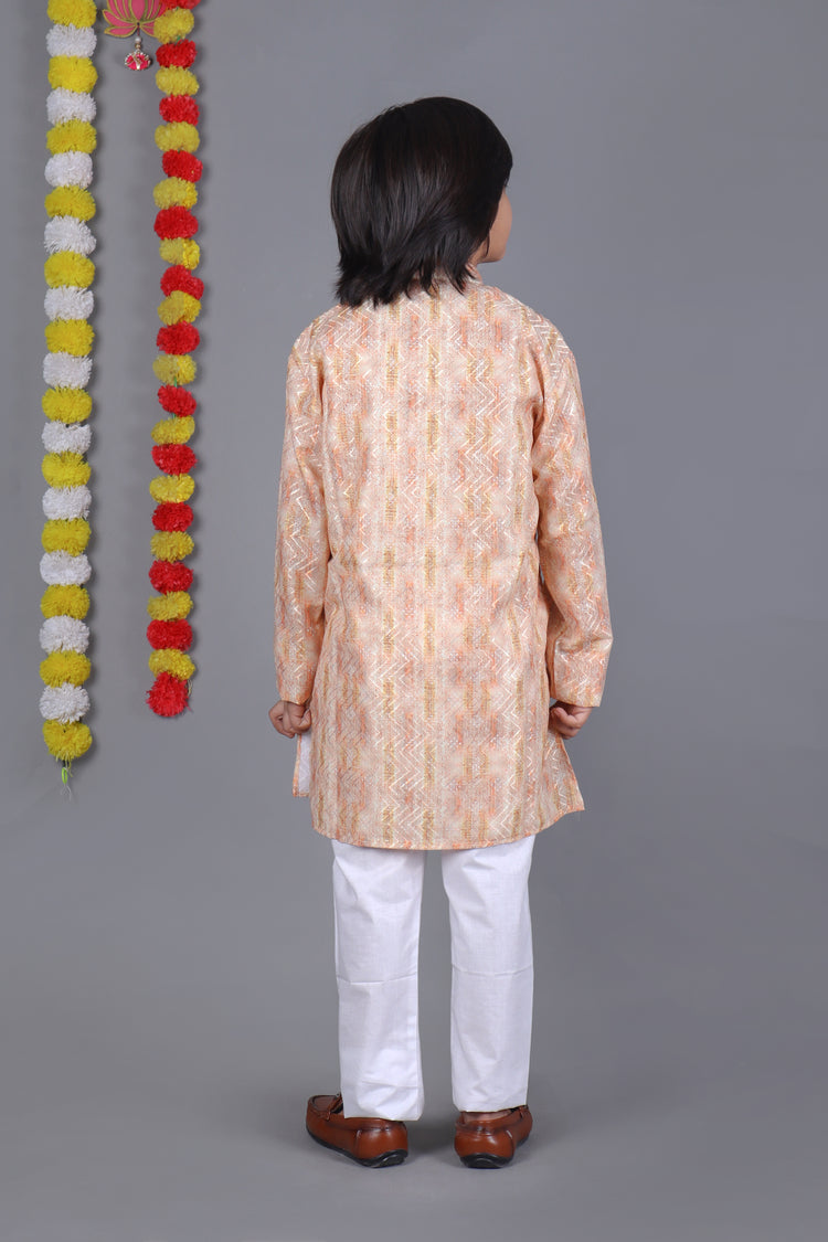 Dark Cream Printed Kurta Set – Elegant & Classic for Your Little One