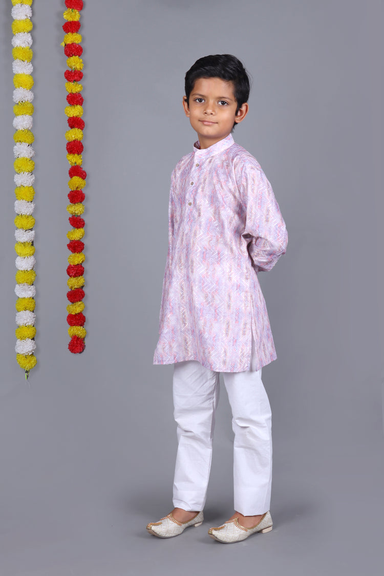 Light Purple Printed Kurta Set – Elegant & Classic for Your Little One